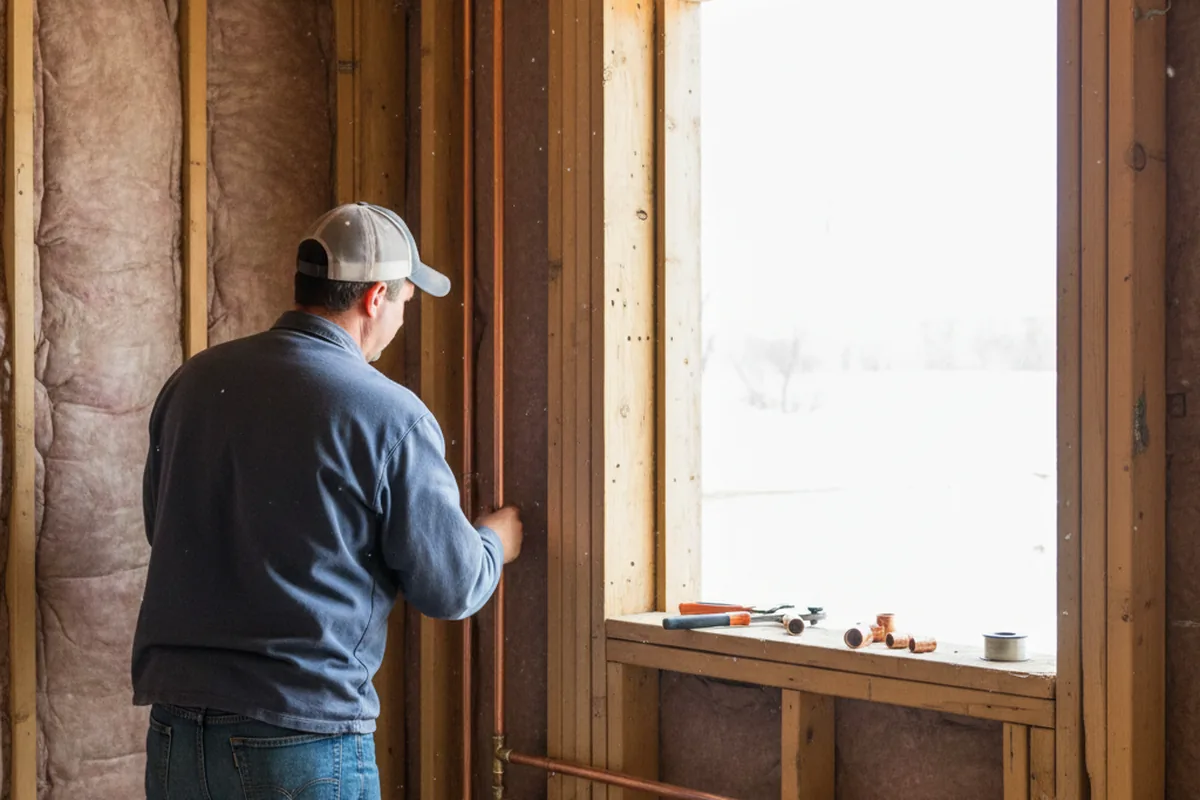 Licensed plumber running new copper supply lines in a Medical Lake home