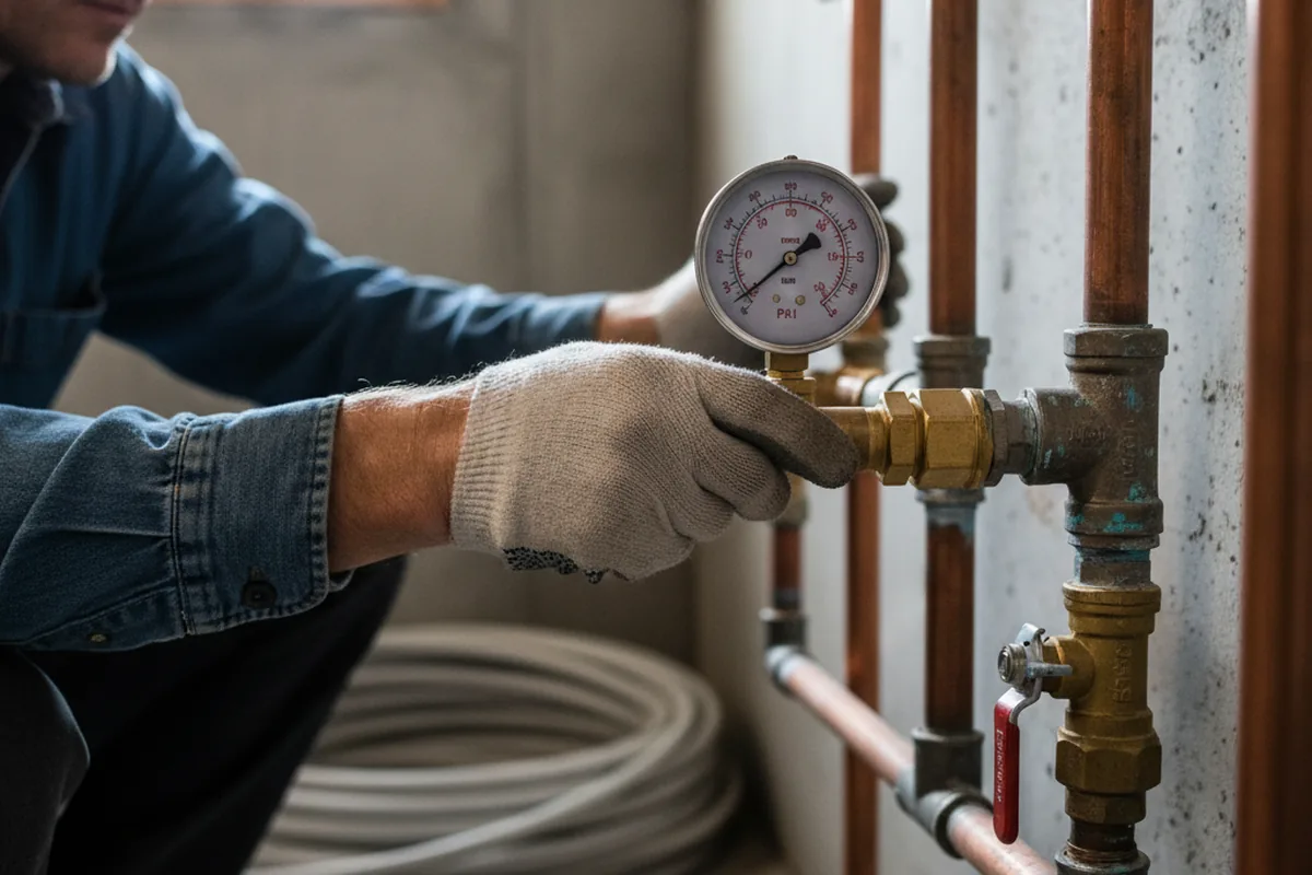 Pressure testing a repaired line during Water Line Repair in Medical Lake